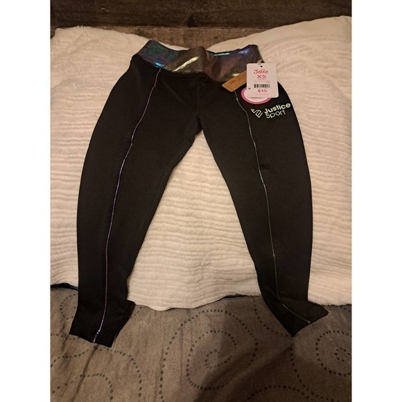 8 Leggings! Justice Girls Bundle Box Waistband Piped Active Leggings, Size XS - Picture 3 of 8